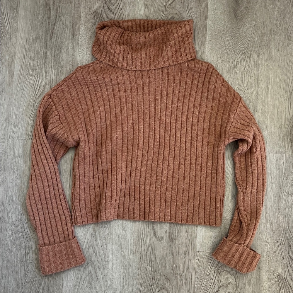 Forever 21 Rust Ribbed Turtleneck Sweater